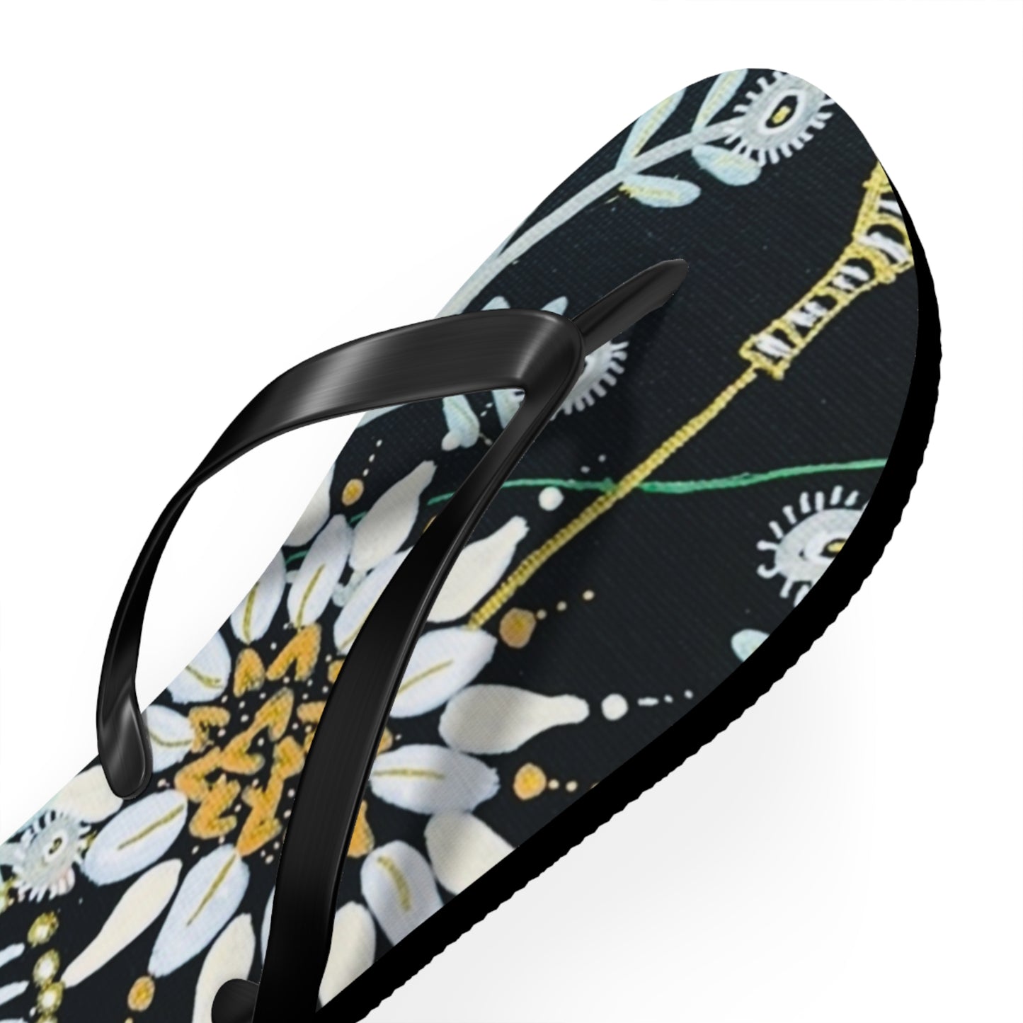 Golden Tangle Flip Flops —  Tropical Daisy Beach Sandals