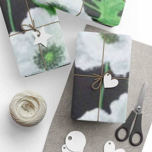 Floral Black & Green Wrapping Paper — White Anemone Bouquet Gift Wrap