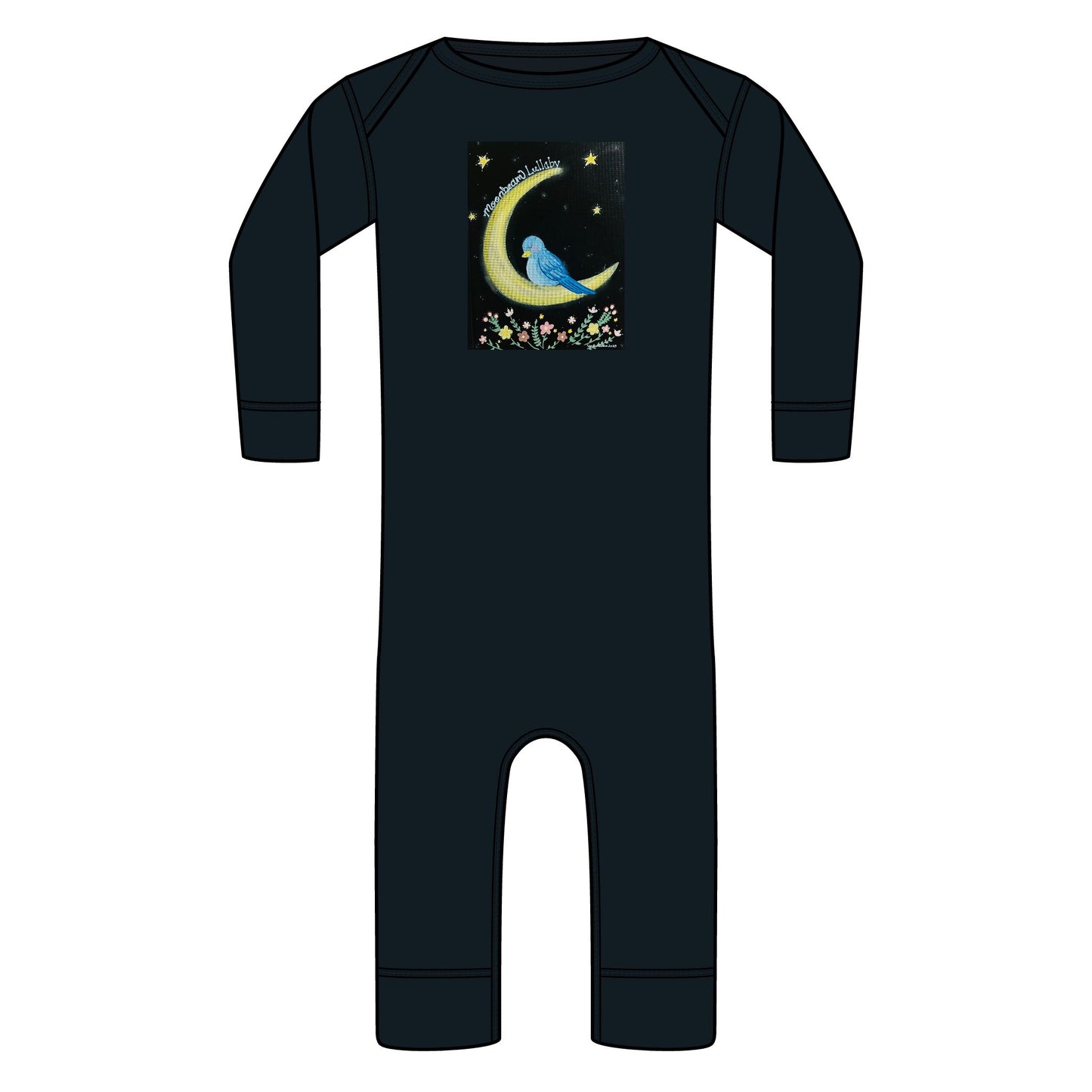 Moon beam lullabyInfant Long-Legged Bodysuit with Moon & Sleeping Bird Nursery Design