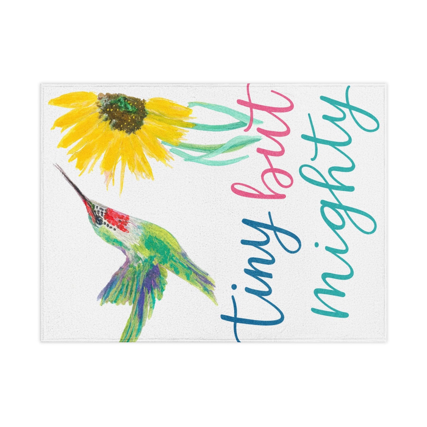 Toddler Blanket - "Tiny But Mighty" Hummingbird & Sunflower Baby Throw, Soft Nursery Blanket Gift