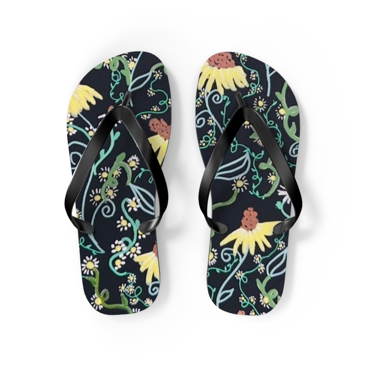 Floral Flip Flops – Dark Botanical Beach Sandals