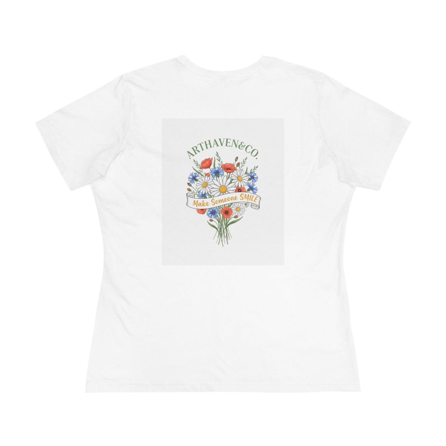 Floral Goat Graphic Tee — Sunflower & Wildflower Bouquet Women's Cotton T-Shirt