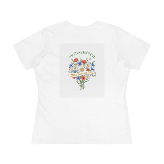 Floral Goat Graphic Tee — Sunflower & Wildflower Bouquet Women's Cotton T-Shirt