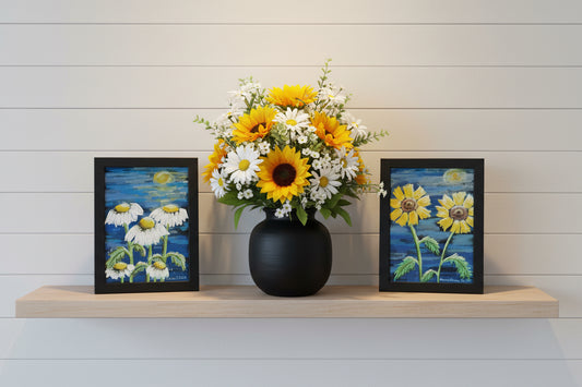 Bloom by Luna — Product Description (5×7 Original Acrylic on Black Canvas Board, Framed in Black) SOLD