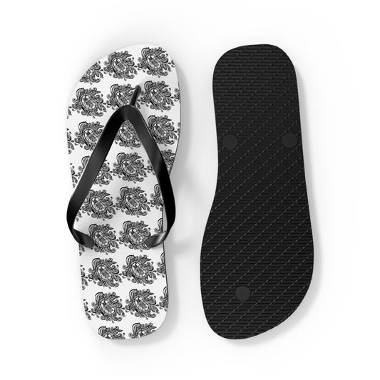Monochrome Baroque Pattern Flip Flops