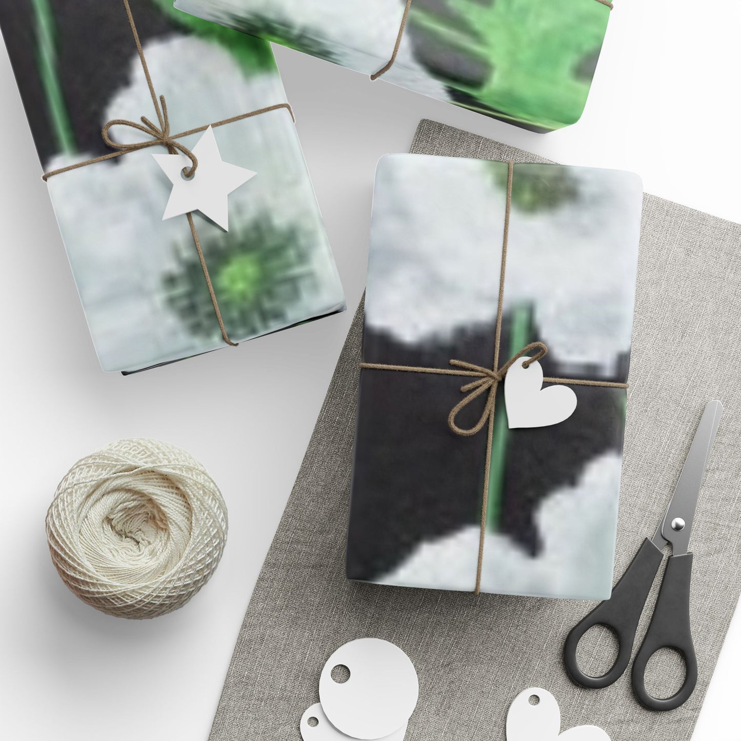 Floral Black & Green Wrapping Paper — White Anemone Bouquet Gift Wrap