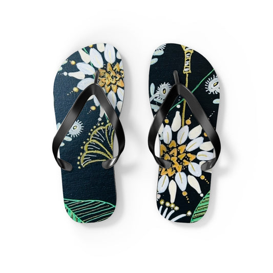 Golden Tangle Flip Flops —  Tropical Daisy Beach Sandals