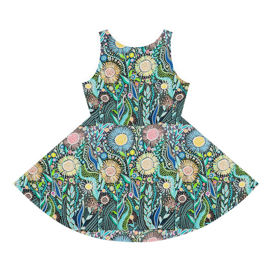 Girls' Floral Garden Sundress — Boho Sunflower Tank Top Dress