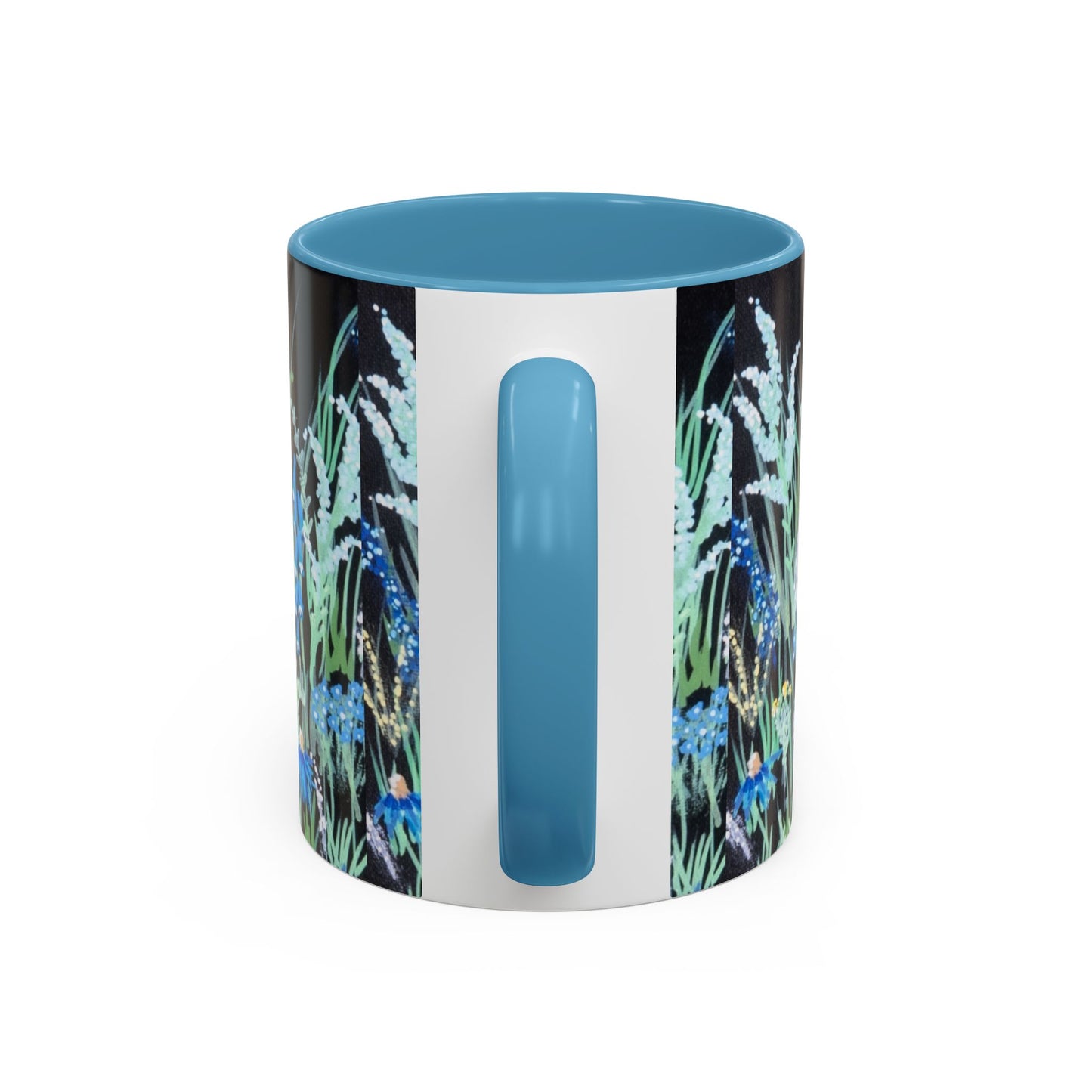 Blue hour bloom Floral Meadow Accent Coffee Mug — Blue Wildflower Garden Design (11/15oz)