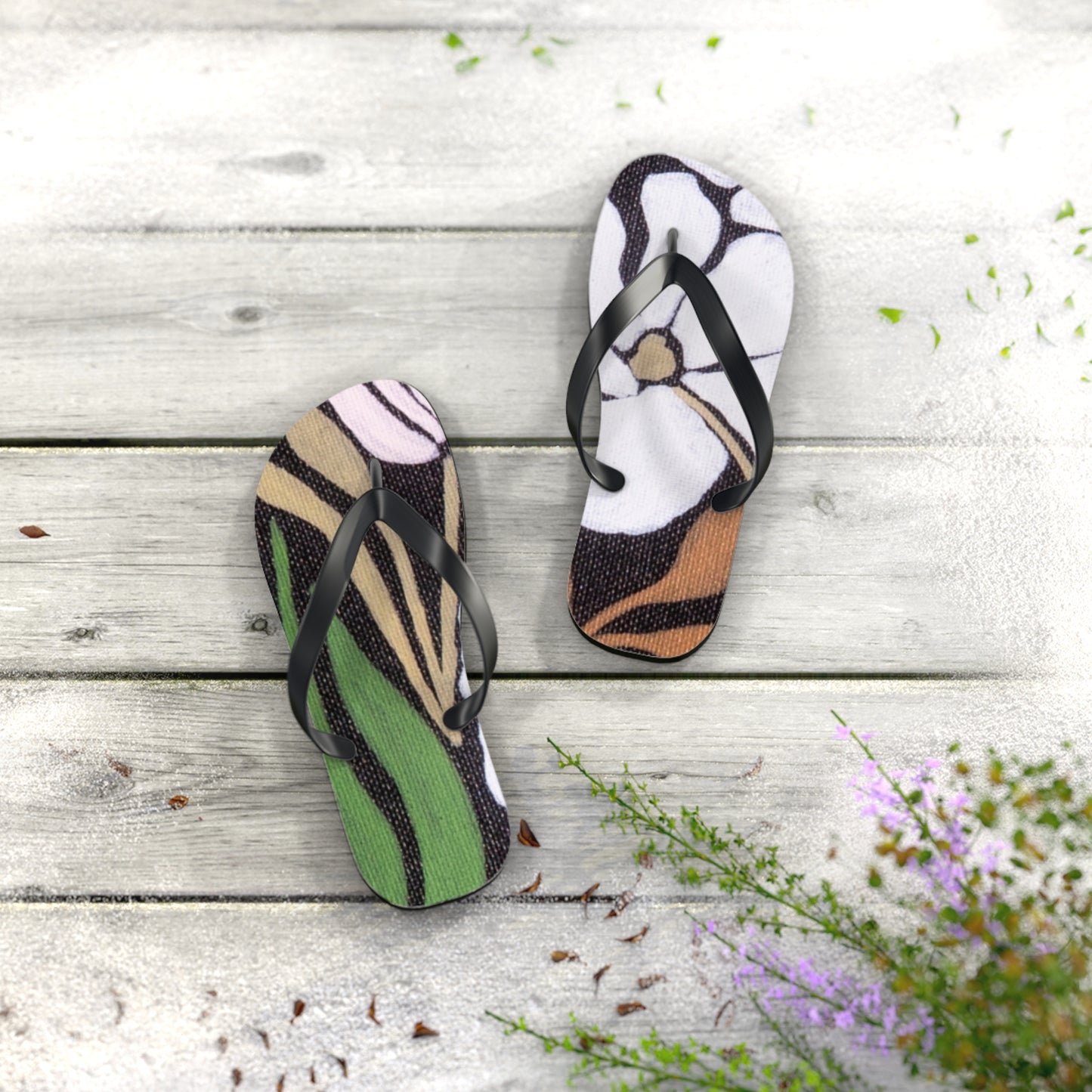 Garden moment Flip Flops – Retro Botanical Beach Sandals