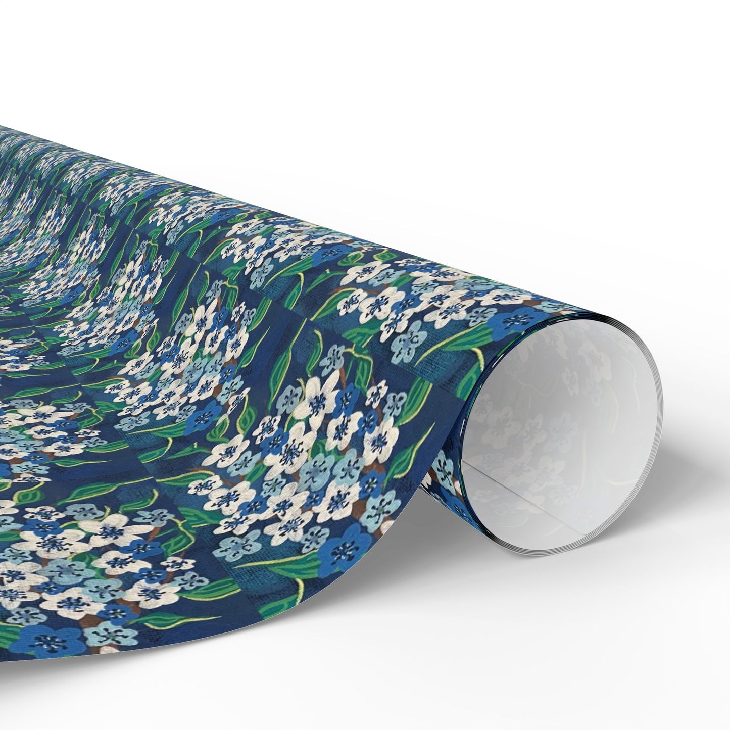 Floral Blue Wrapping Paper Roll — Vintage Forget-Me-Not Pattern