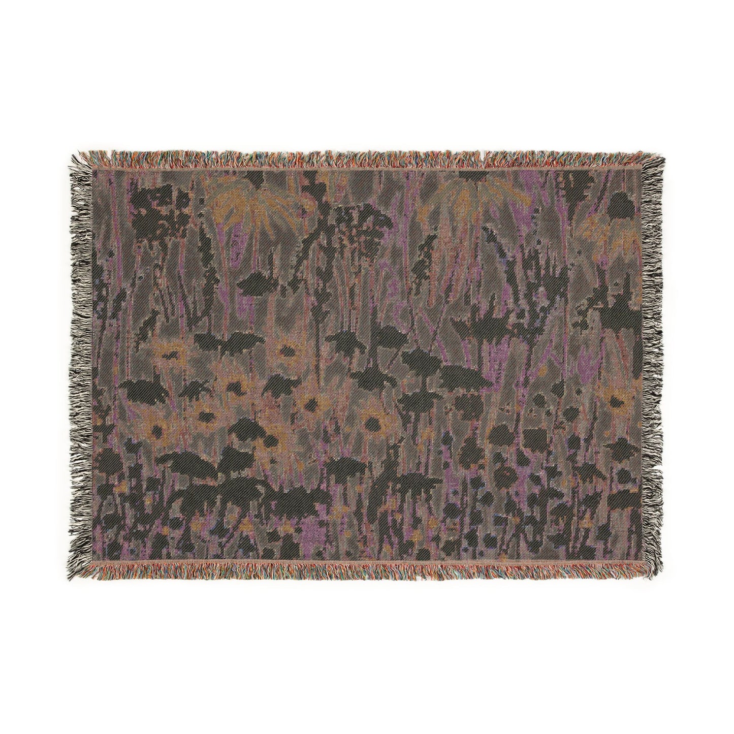 Botanical Woven Blanket – Impressionist Floral Throw