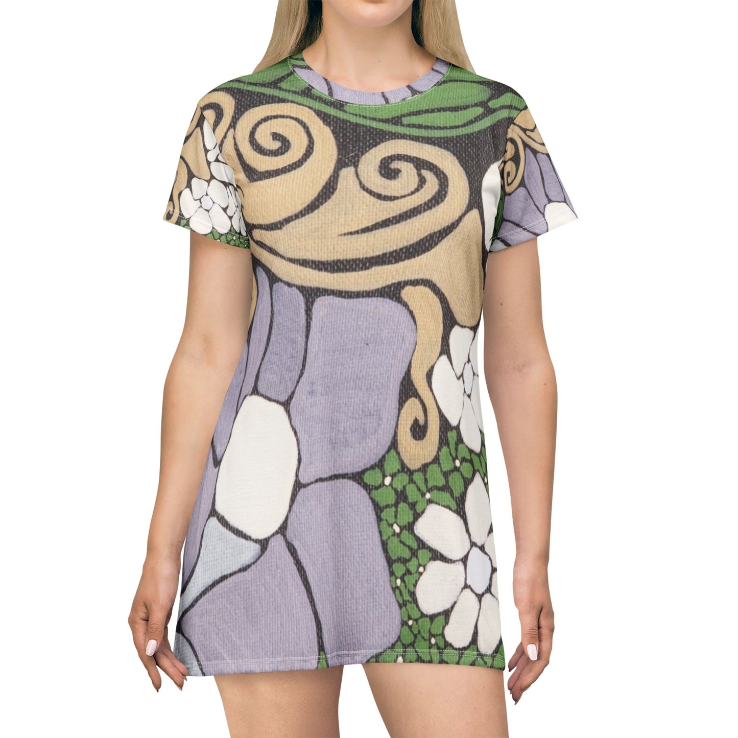 Whim & Tendril  Art Nouveau All-Over Print T‑Shirt Dress