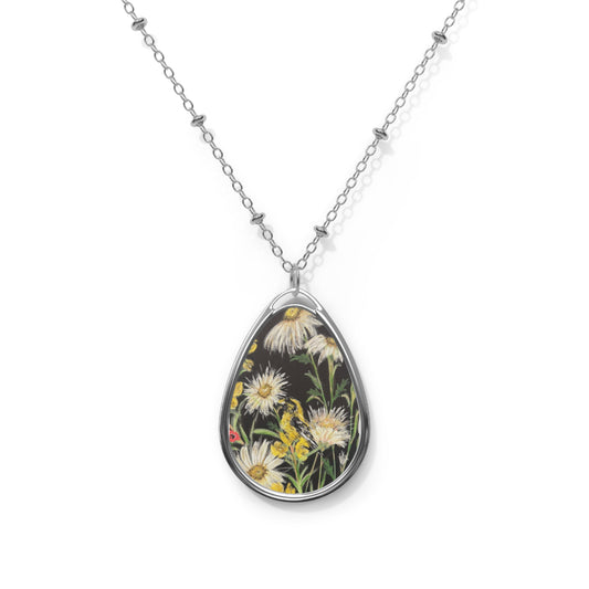 Bloom wear shadows fallOval Floral Necklace — Vintage Daisy Pendant