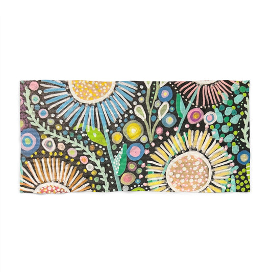 Dot Dot Bloom Beach Towel — Colorful Boho Daisy Pattern