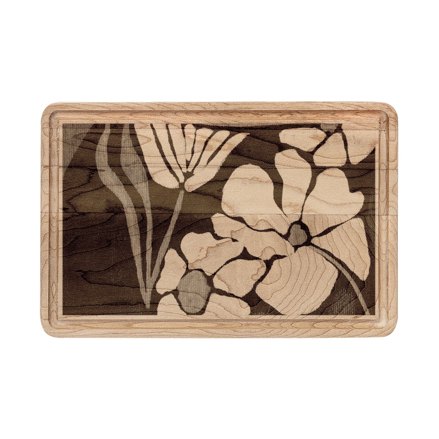 Engraved Floral Wooden Cutting Board – Decorative Serving & Chopping Board