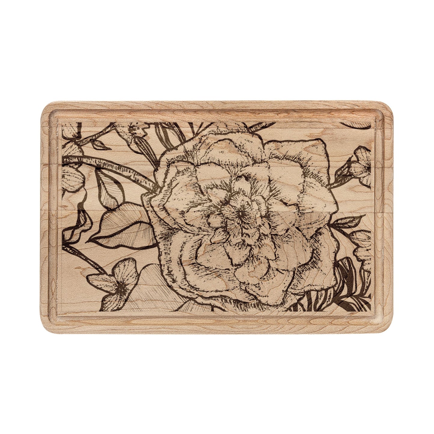 Engraved Floral Cutting Board – Handcrafted Wooden Cheese & Serving Board