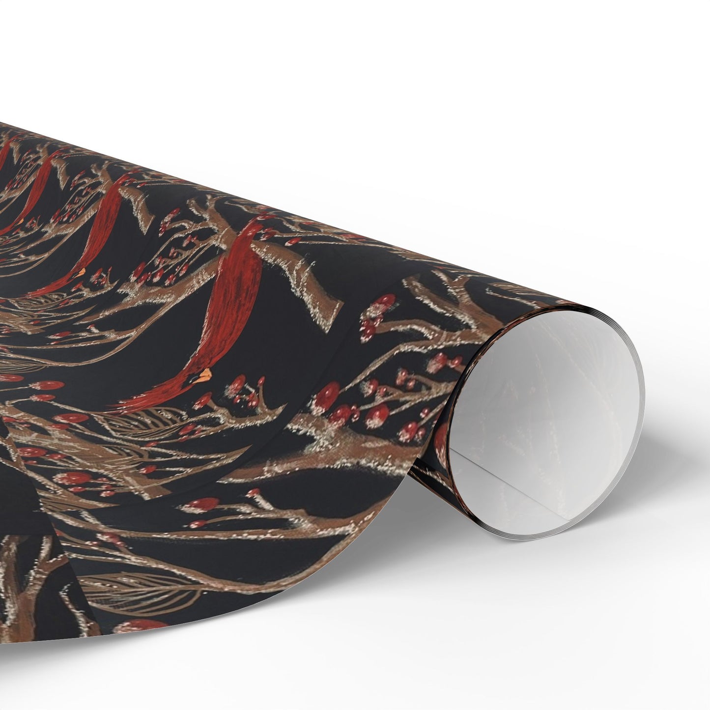 Botanical Cardinal Wrapping Paper – Dark Vintage Bird Pattern