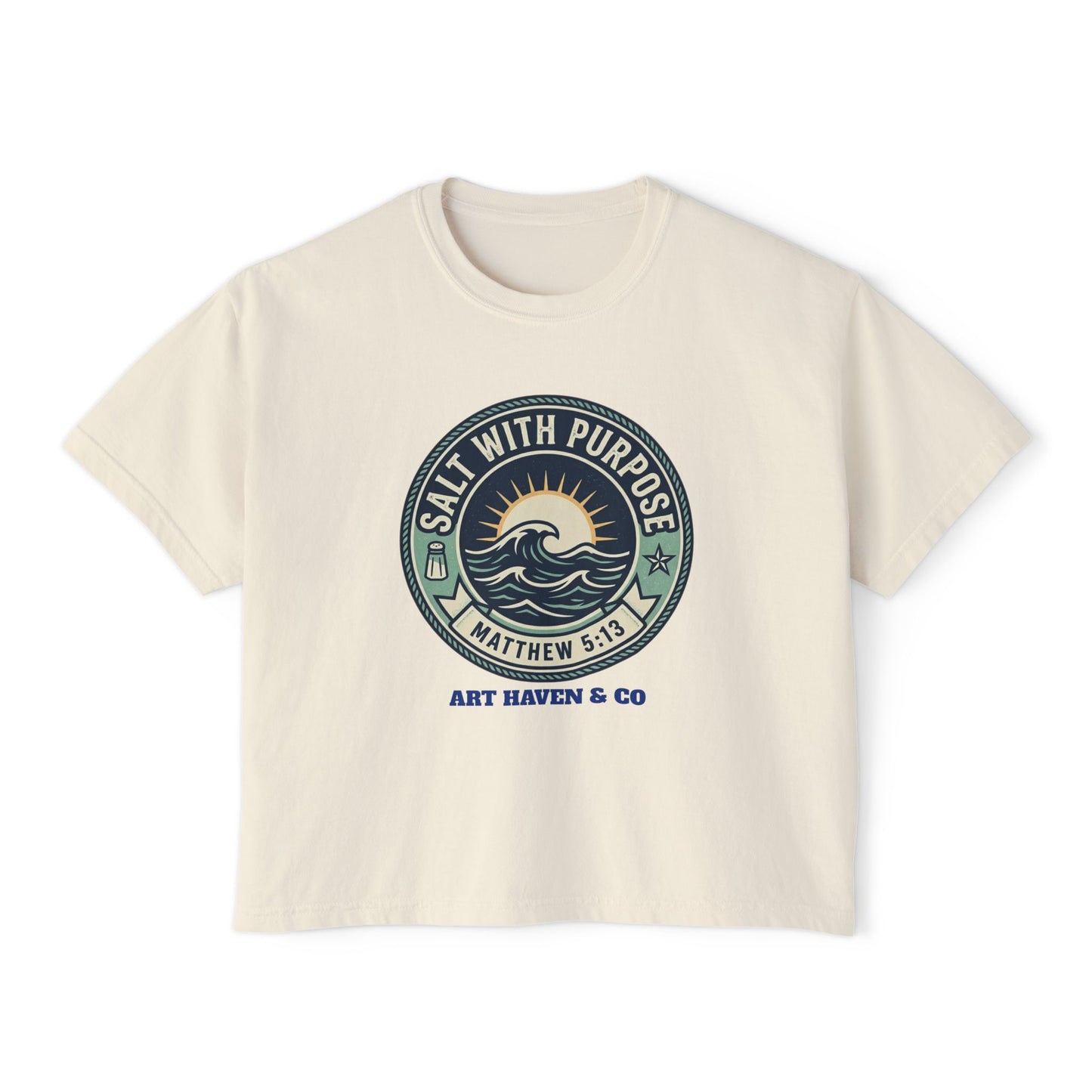 Salt With Purpose Boxy Tee — "Salt & Light" Matthew 5:13-16 Christian Graphic Shirt
