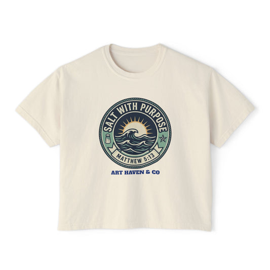 Salt With Purpose Boxy Tee — "Salt & Light" Matthew 5:13-16 Christian Graphic Shirt