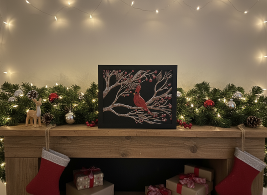 Snowy cardinal