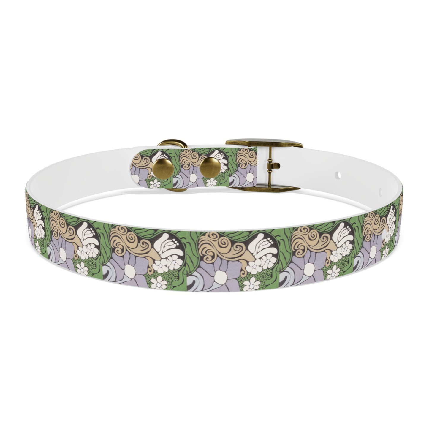 Whim & Tendril Dog Collar — Vintage Green & Lavender Pattern