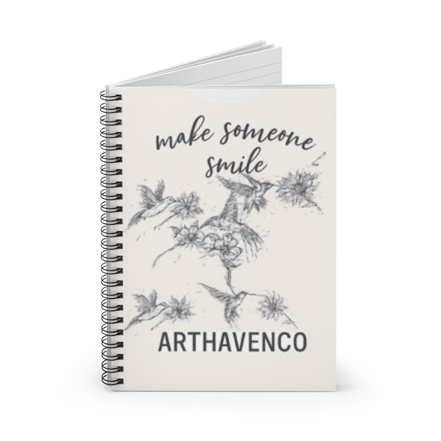 Make Someone Smile Spiral Notebook — Floral Hummingbird Ruled Journal