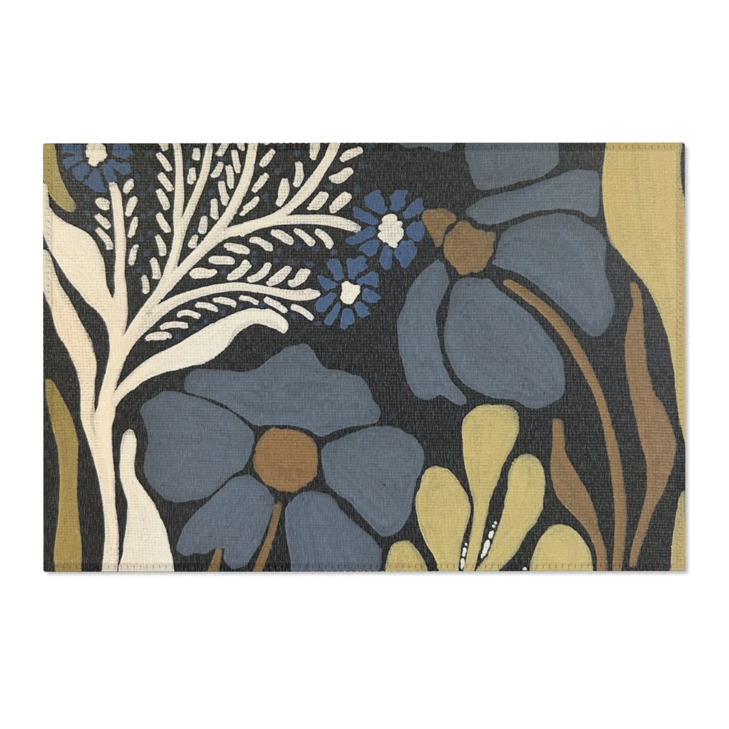 Floral Blue Botanical Area Rug – Vintage-Inspired Meadow Accent Rug