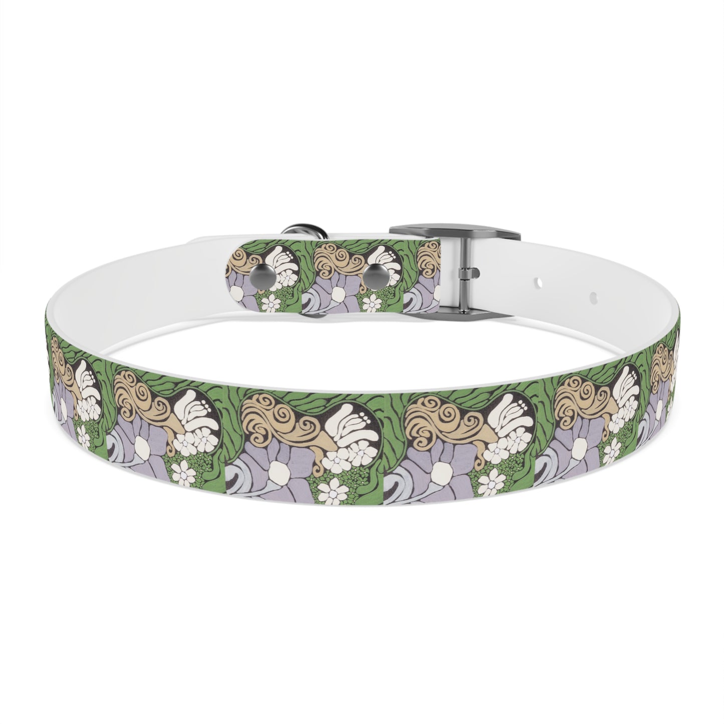 Whim & Tendril Dog Collar — Vintage Green & Lavender Pattern