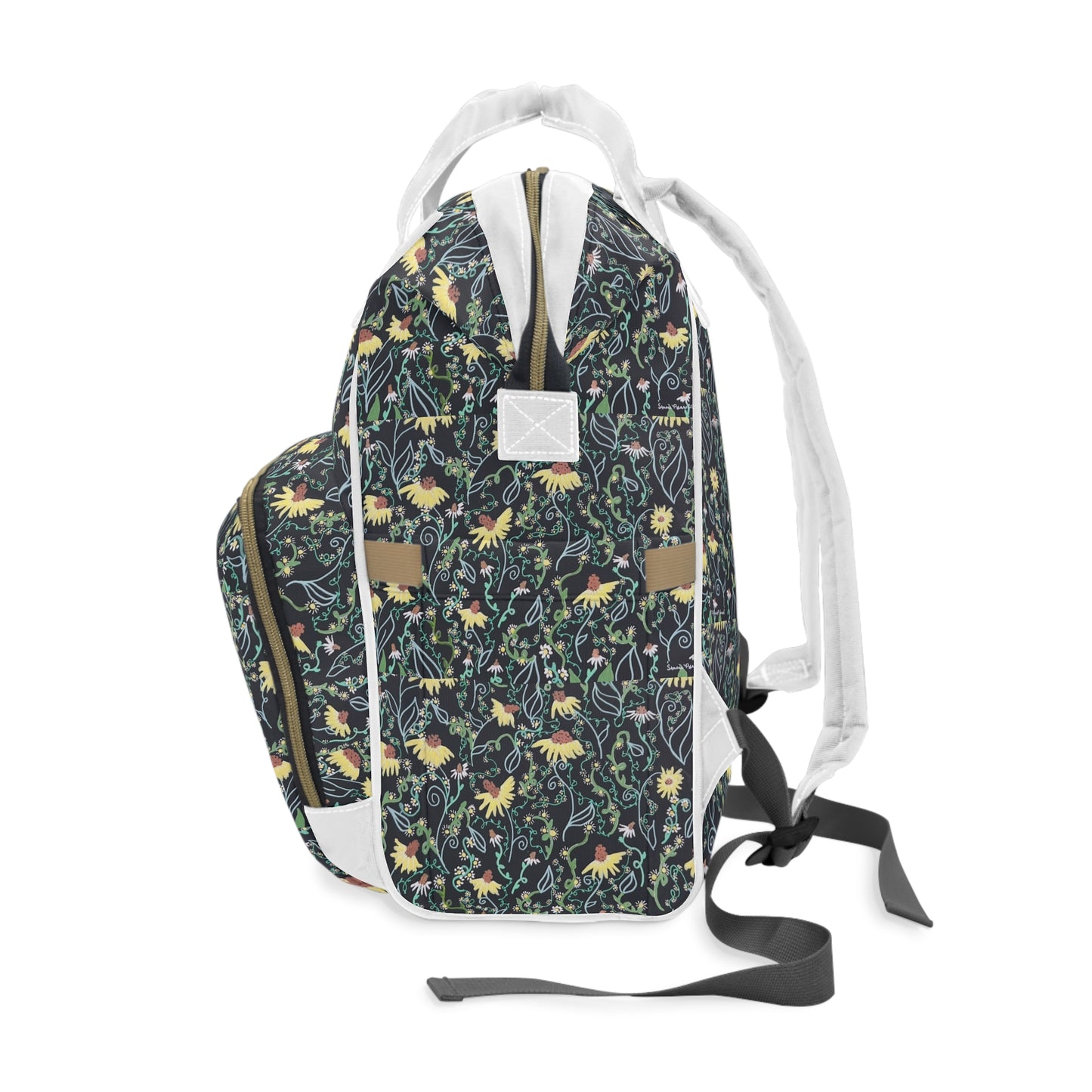 Floral Multifunctional Diaper Backpack — Spacious Mom & Dad Nappy Bag with Changing Pad