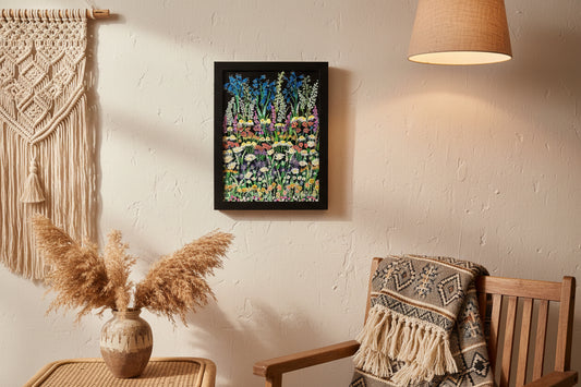 Wild Tapestry — 9 x 12 Original Acrylic Painting on Black Canvas Board