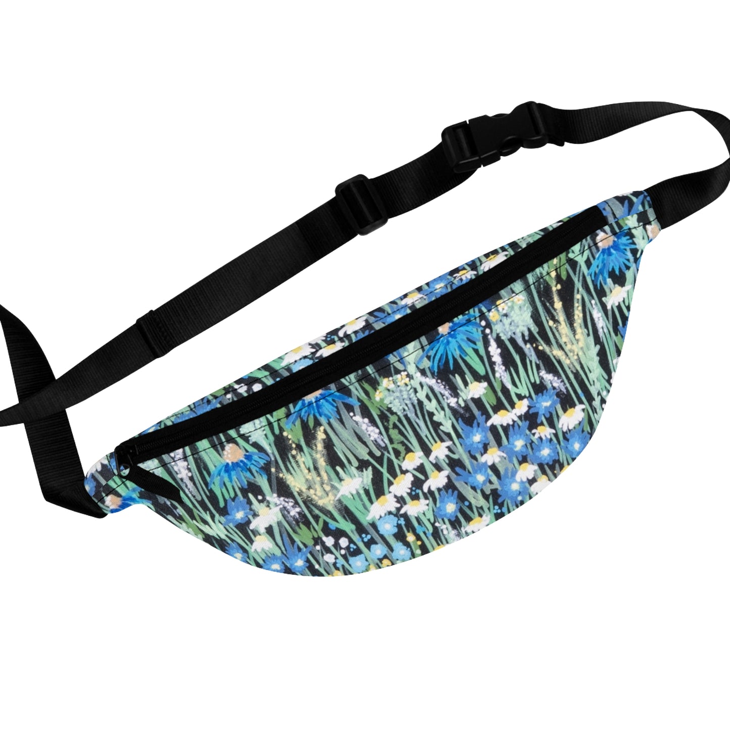 Blue Wildflower Fanny Pack — Floral Festival Waist Bag