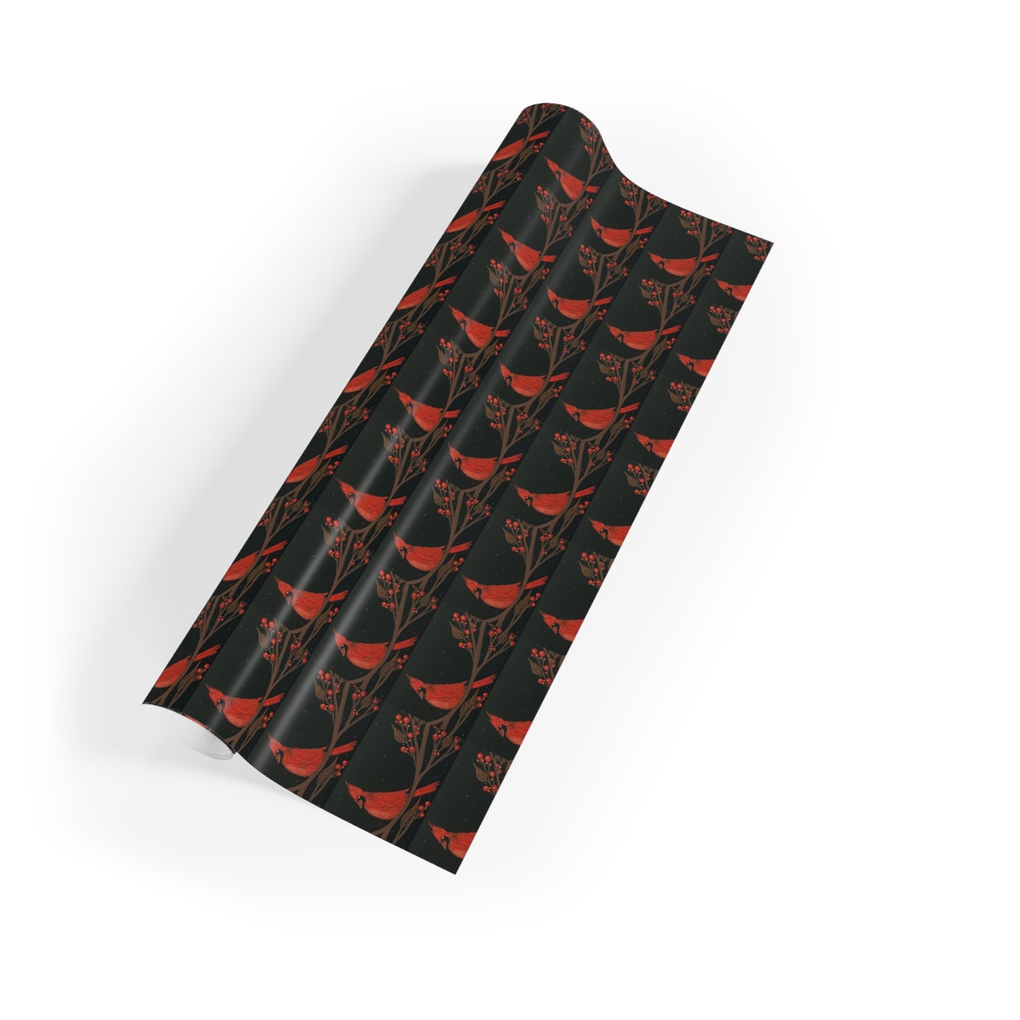 Cardinal on Branch Gift Wrap Roll — Holiday Christmas Wrapping Paper
