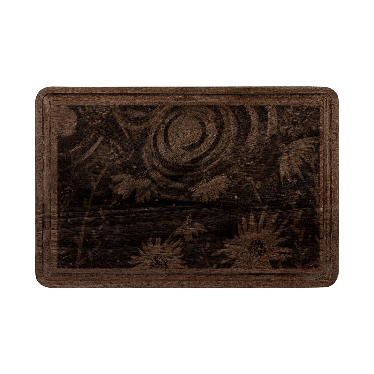 Engraved Sunflower Night Wooden Cutting Board