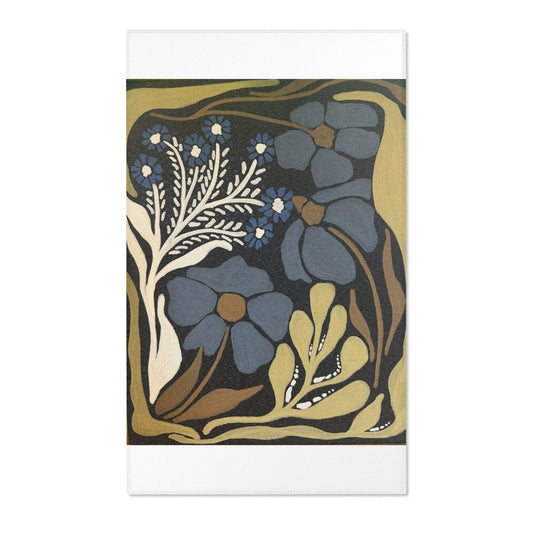 Floral Blue Botanical Area Rug – Vintage-Inspired Meadow Accent Rug