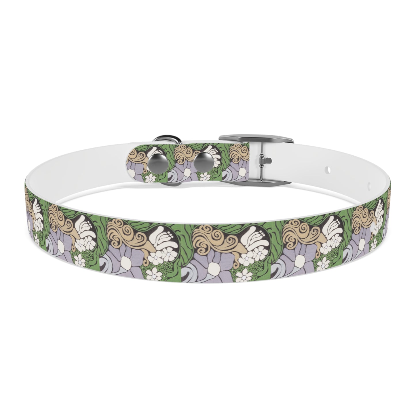 Whim & Tendril Dog Collar — Vintage Green & Lavender Pattern