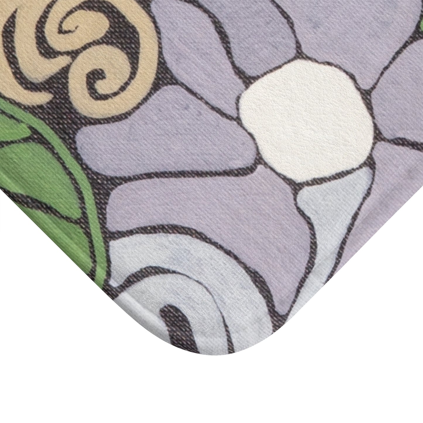 Whim & Tendril Art Nouveau Bath Mat — Grey & Green Decorative Bathroom Rug