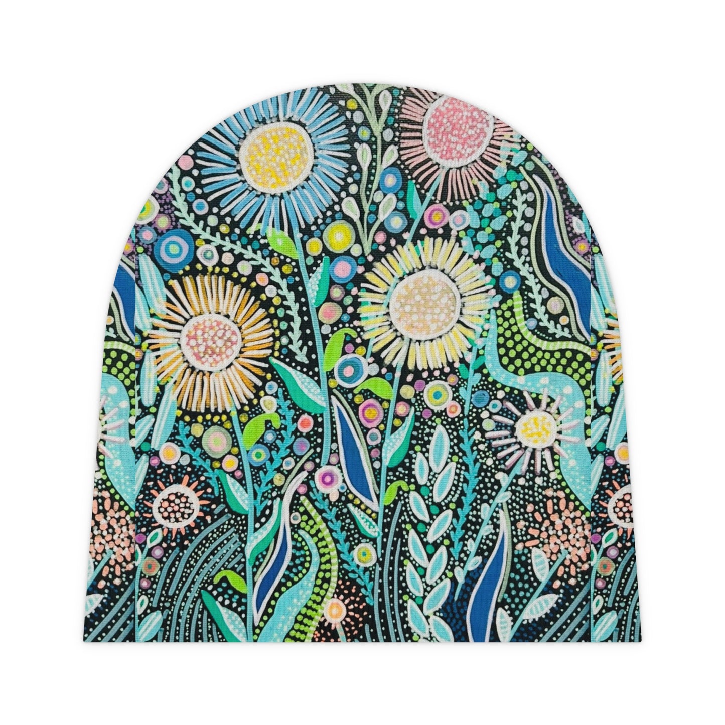 Dot Dot bloom Floral Meadow Baby Beanie — Colorful Wildflower Newborn Hat