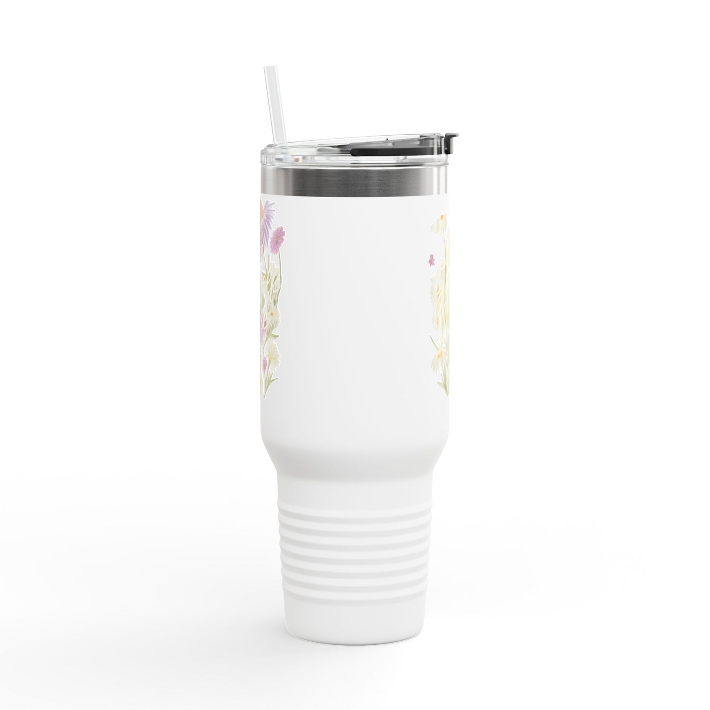 Love yourself more 40oz Insulated Travel Mug — Floral Wildflower 'Be More' Design