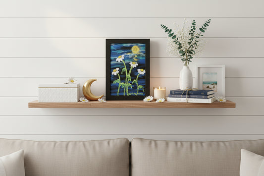 Nocturne White original acrylic painting 5x7