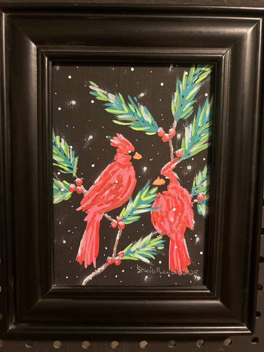 Cardinals in snowfall SOLD